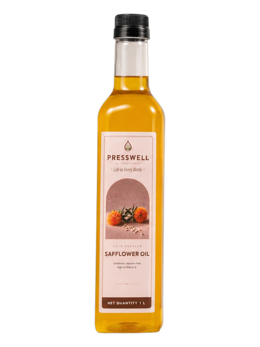 PRESSWELL cold-pressed safflower oil, 1 litre bottle
