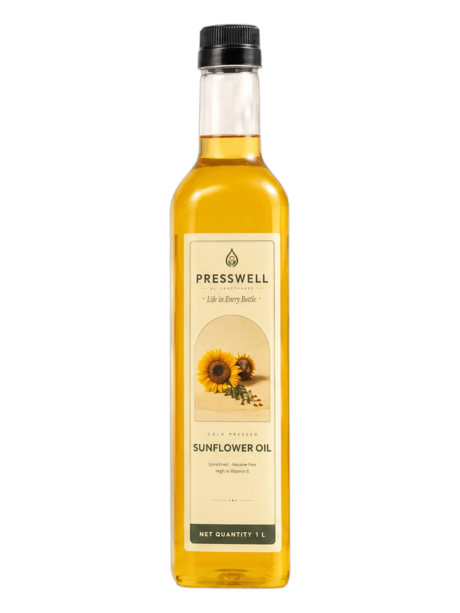 PRESSWELL cold-pressed sunflower oil, 1 litre bottle